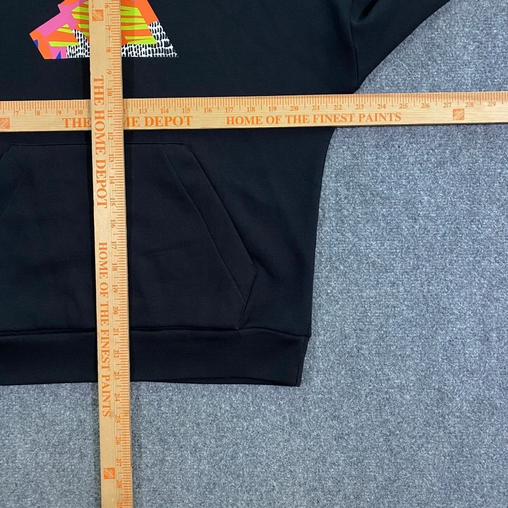 Adidas Abstract Trefoil Logo Hoodie Womens S Black Geometric Fleece Pullover